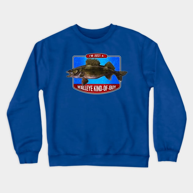 Walleye Guy Fishing Design Crewneck Sweatshirt by fishweardesigns